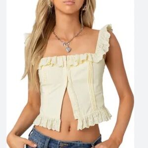 Edikted yellow ruffle top